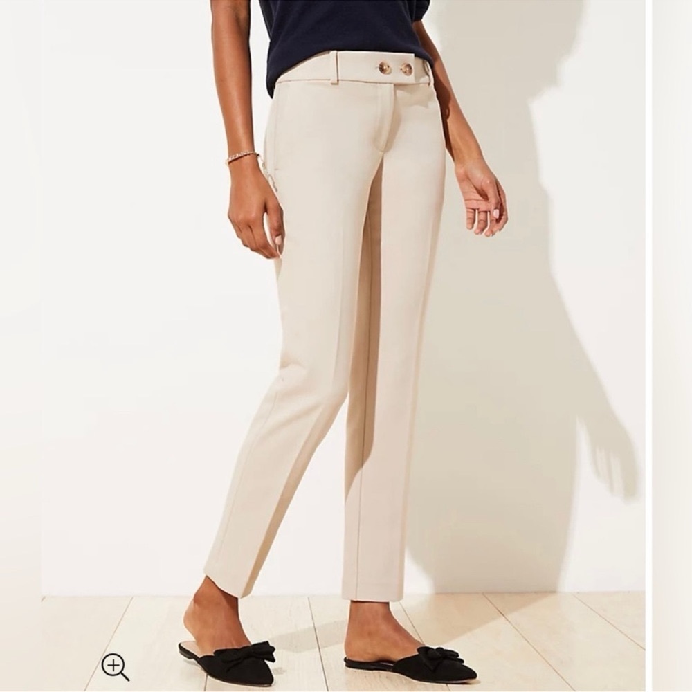 LOFT Slim Straight Leg Pencil Pants in Curvy Fit Dress Pants in Ecru Size 10 - Picture 1 of 11
